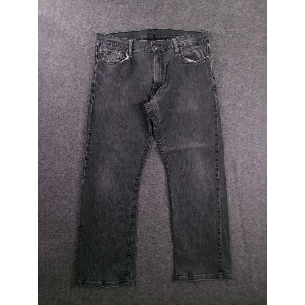 Levis 514 Jeans Men 36X29 Black Straight Leg Regular Fit Dark Wash Tag 36X32